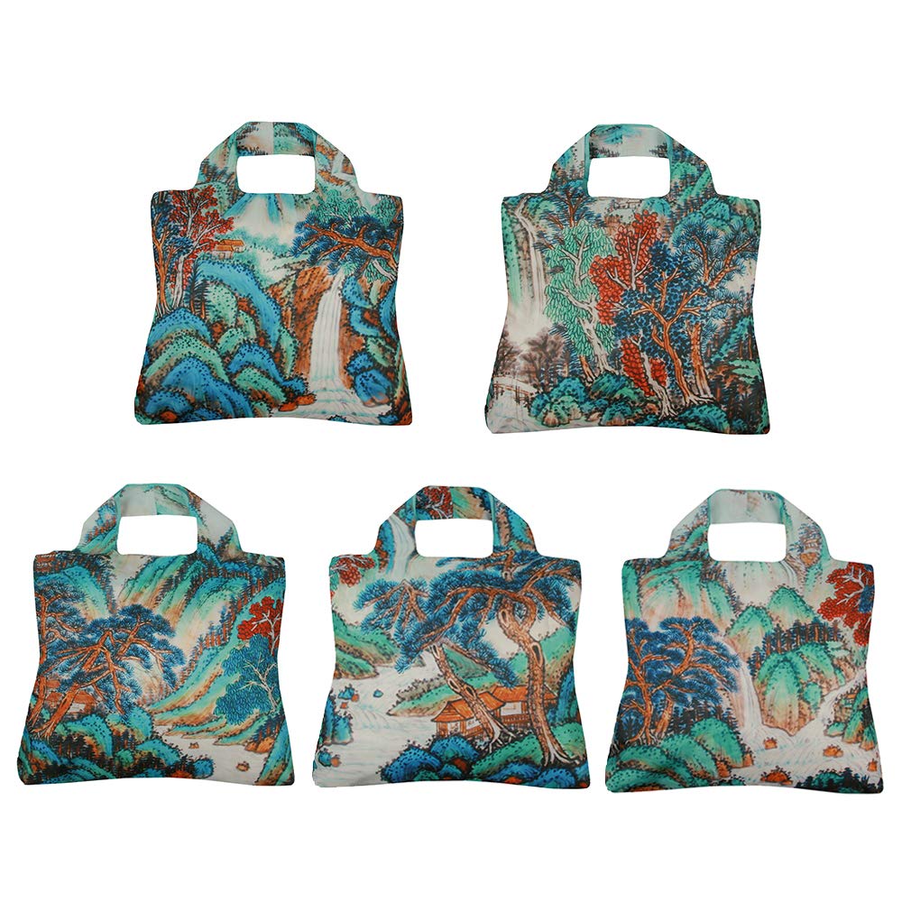 Envirosax Reusable Grocery Bags, Set of 5, Multicolored Ink Landscape Design, CS Series for Shopping Travelling