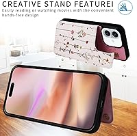 Vista 341 de UEEBAI Funda tipo cartera para iPhone 15 Pro Max con tarjetero, cubierta de cuero PU con soporte, bloqueo RFID, doble cierre magnético, relieve