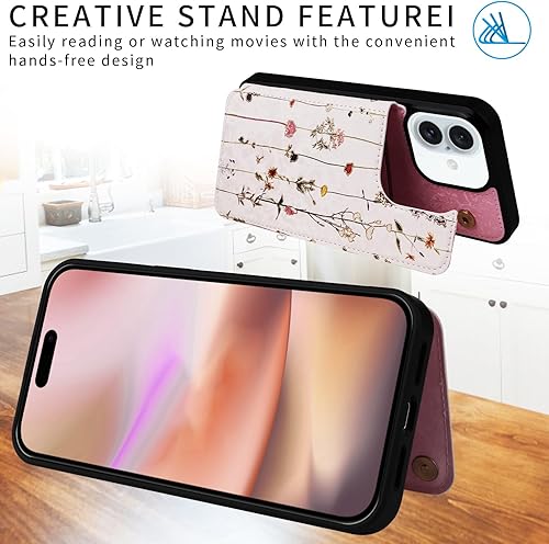 Miniatura 341 de UEEBAI Funda tipo cartera para iPhone 15 Pro Max con tarjetero, cubierta de cuero PU con soporte, bloqueo RFID, doble cierre magnético, relieve de