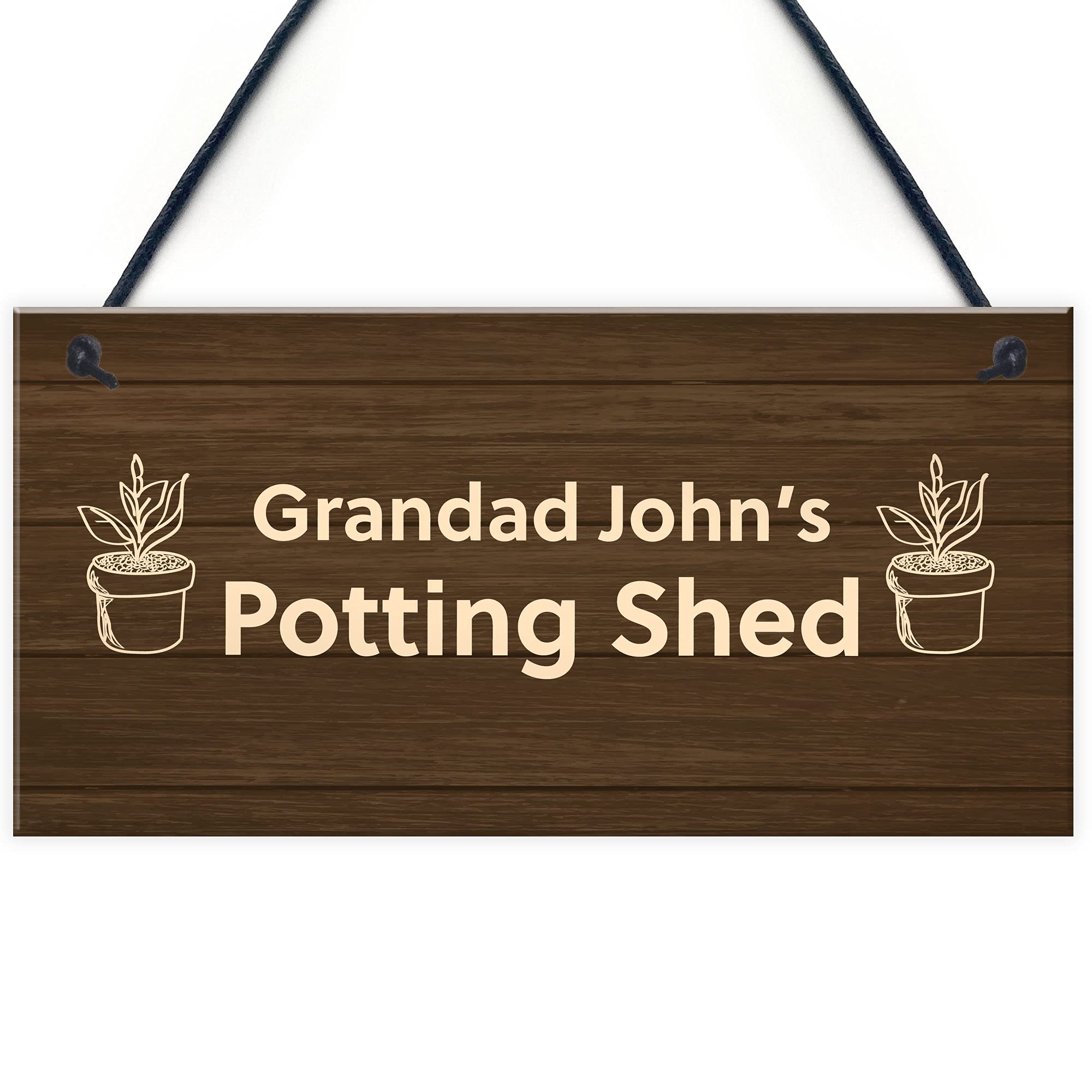 Personalised Potting Shed Sign Hanging Garden Shed Greenhouse Plaque Gift For Him