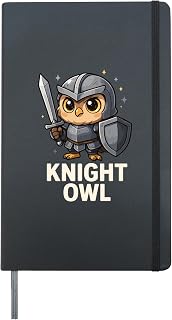 Cute Knight Owl Hardcover Journal, Black