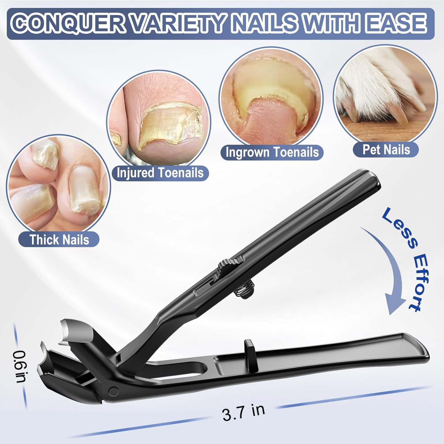 Toenail Clippers for Seniors Thick Toenails, Gifts for Men Women Angled Head Large Toe Nail Clippers with Wide Jaw Opening, Sharp Heavy Duty Fingernail Clipper Cutter with Catcher, Black - Image 6