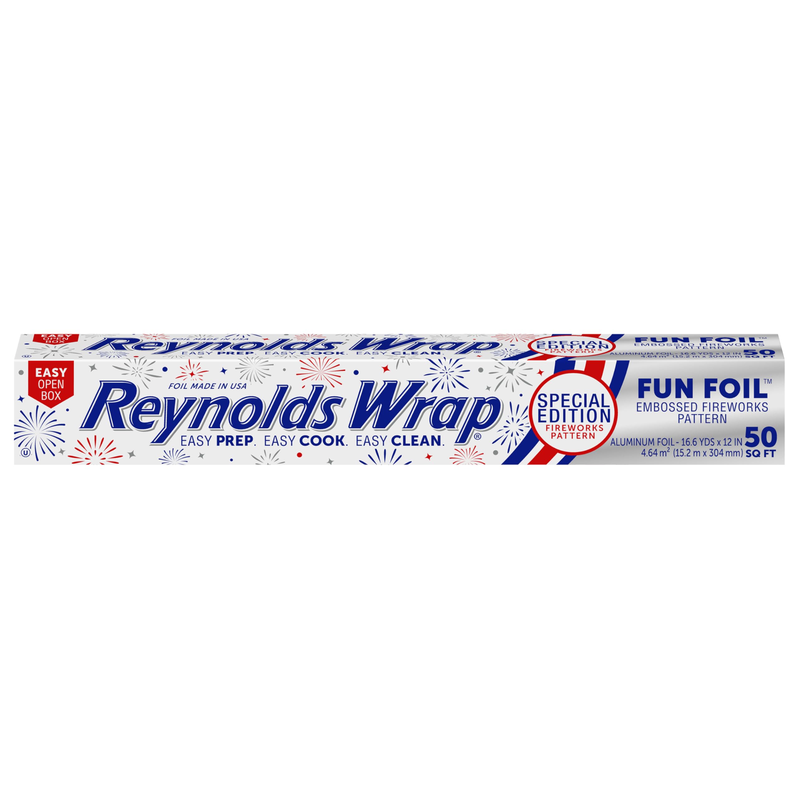 Reynolds Wrap Fun Foil Embossed Aluminum Foil Roll, Fireworks, 50sq ft