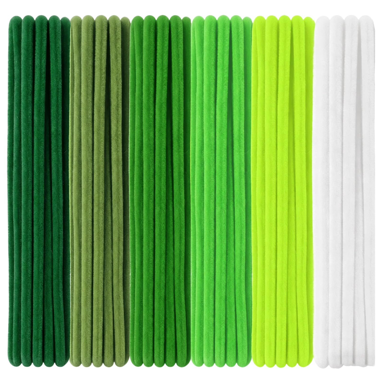 12 Inch Green Pipe Cleaners for Craft Flowers 100 Pcs Flexible Fluffy Pipecleaners for DIY Flowers, Crafts Decorations, Handicrafts (7 mm x 30 cm, Green Series)