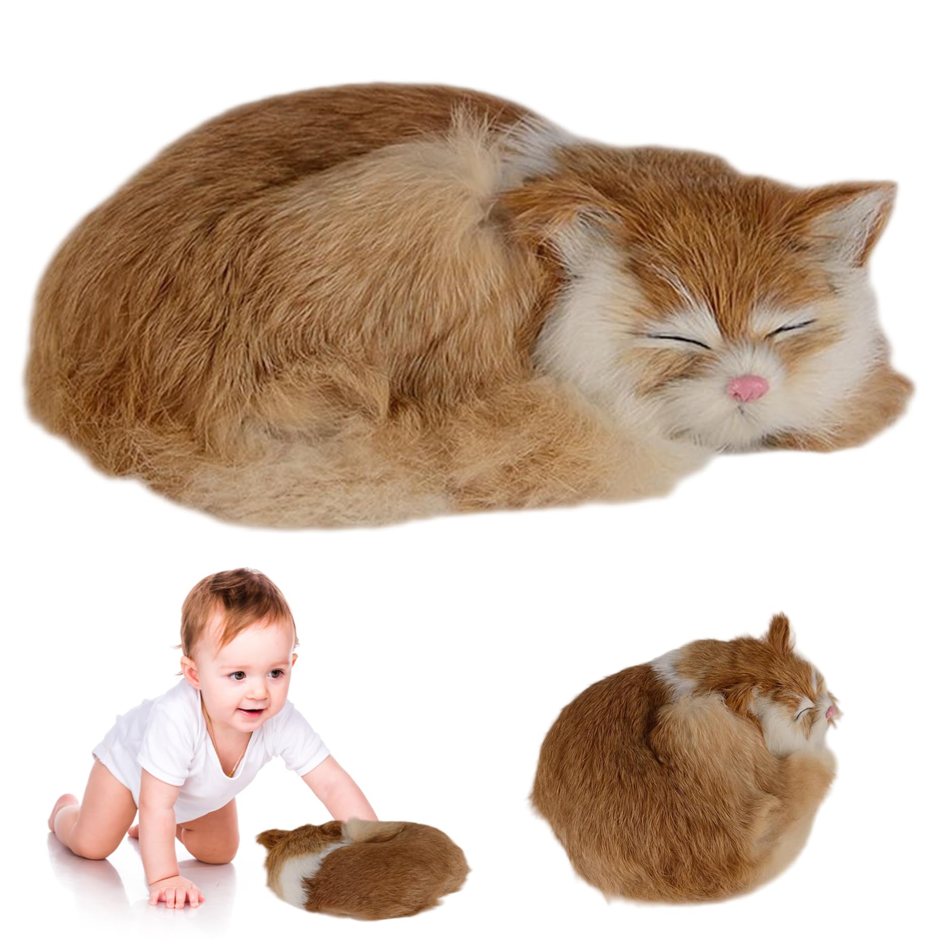 Rwigeboo Cat Stuffed Animal, Realistic Vivid Sleeping Plush Stuffed Animal Cat, Cute Soft and Fluffy Kitten for Hugging, Playing and Sleeping Plush