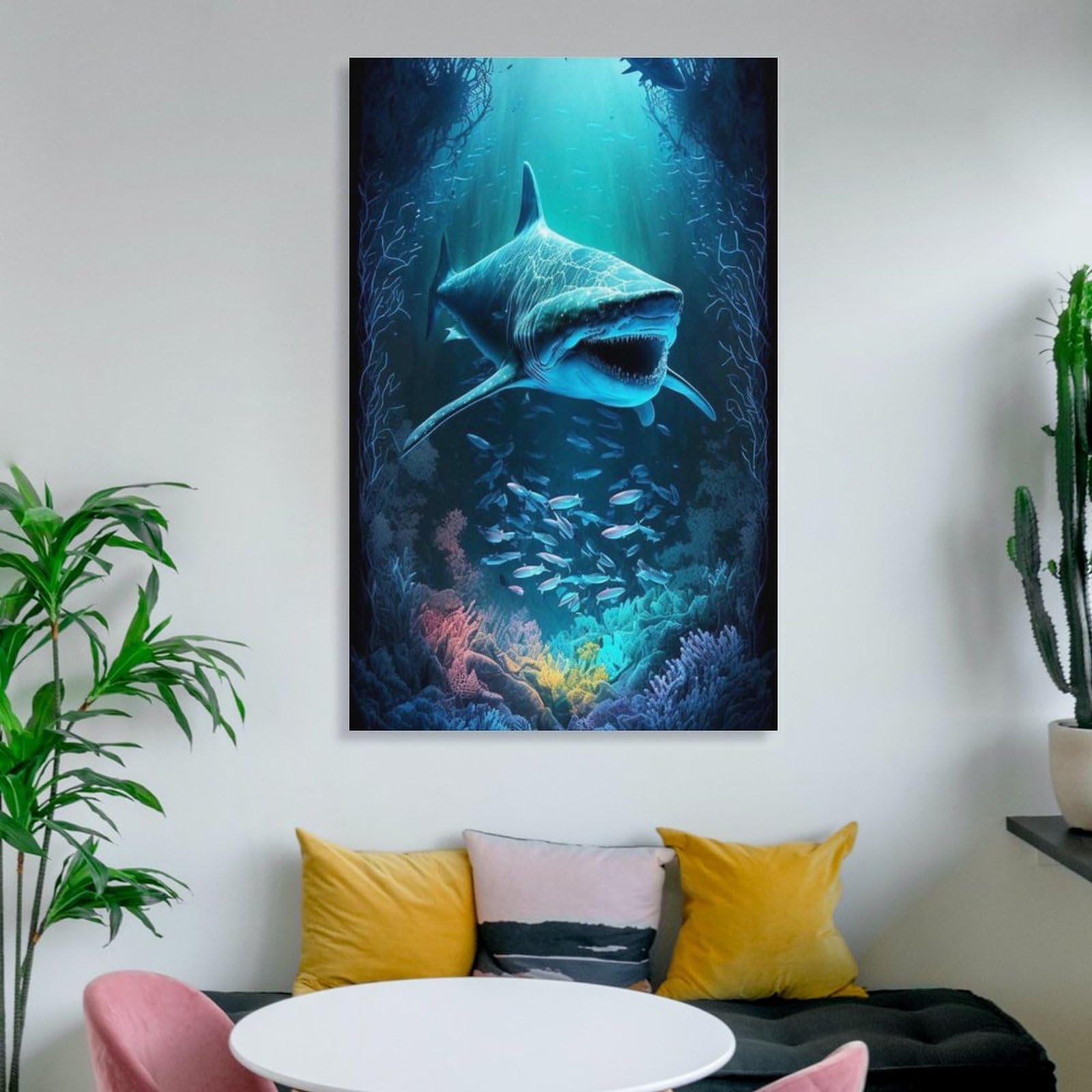 Amazon.co.jp: 絵画 海の中のサメインテリア 絵画 現実的な