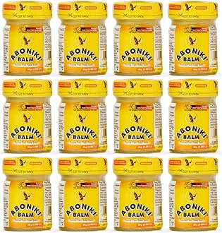 AbonikiBalm Pain Relief - Fast and Long Lasting Comfort for Lower Back Pain Relief, Knee Pain Relief, Neck Pain Relief, Shoulder Pain Relief, Joint & Muscle Pain Relief (12 Glass Jars)