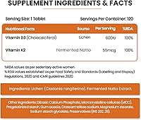 Vista 2 de Himalayan Organics Vitamina D3 con K2 como suplemento MK7 - 120 tabletas vegetales
