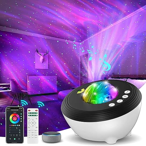 Miniatura 4 de Proyector Aurora, luces del norte, luz de galaxia, máquina de sonido de ruido blanco, altavoz Bluetooth, temporizador/control remoto, luz nocturna