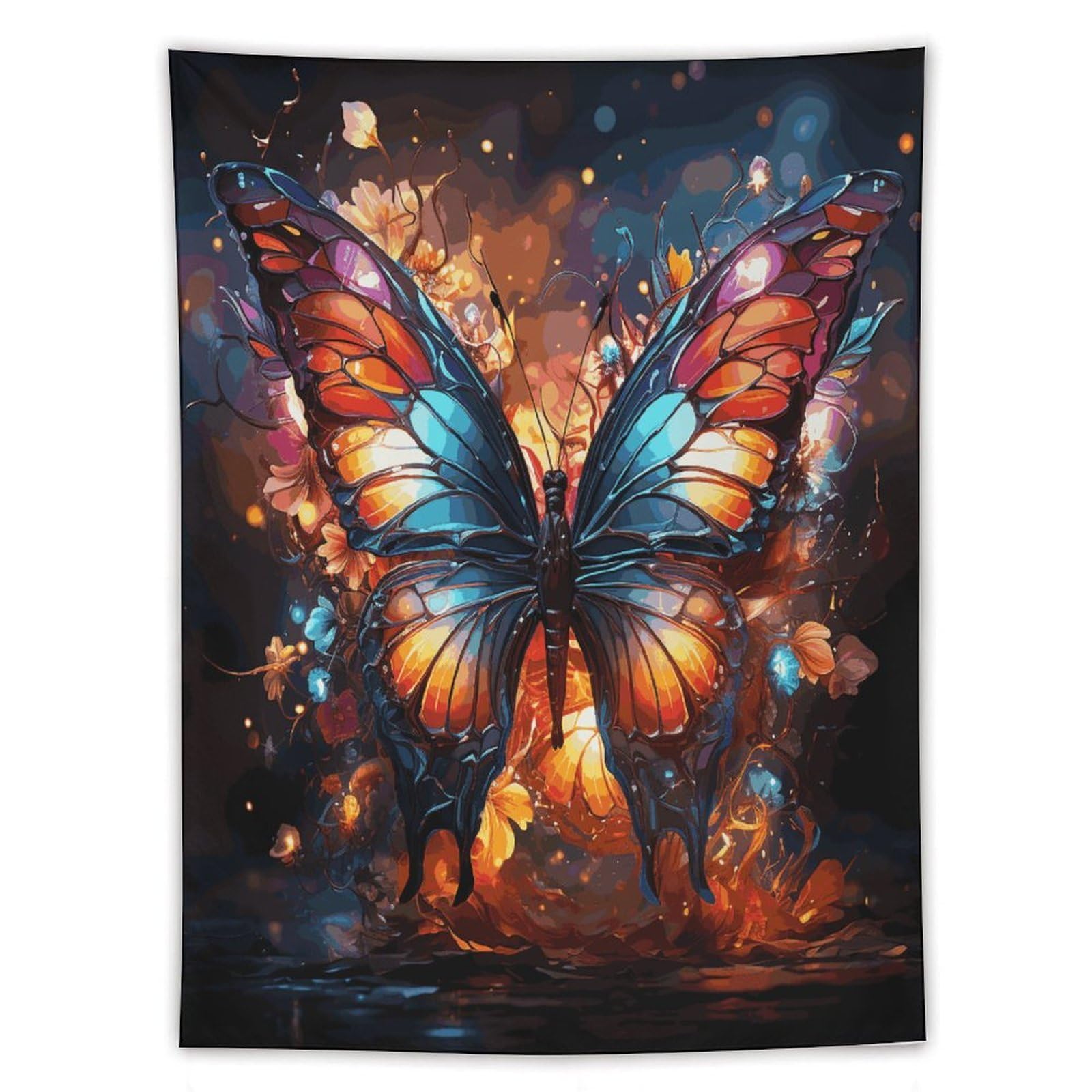 MUSM Colorful Butterflies Tapestry with Installation Kit Personalized Wall Tapestry Aesthetic Tapestries Backdrop Banner Wall Art Hanging Decor for Home Picnic Beach Blanket 60"x80"