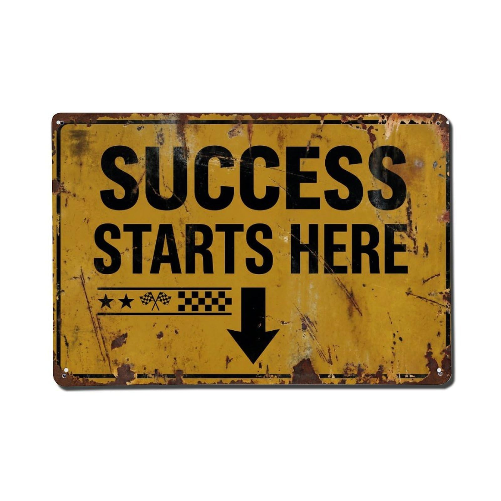 Success Starts Here Entrepreneur Retro Motivational Slogans Metal Tin Sign Wall Decor for Cafe, Club, Garden Metal Poster 8x12Inch