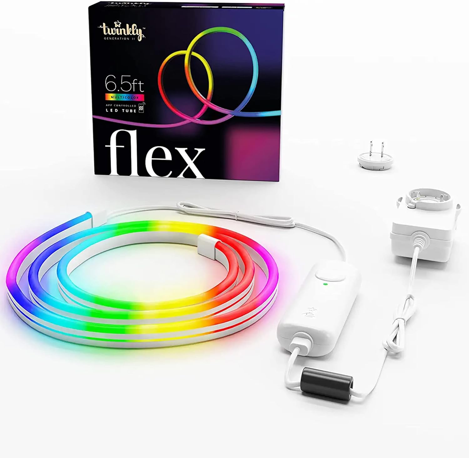 Twinkly Flex – App-Controlled Flexible Light Tube with RGB (16 Million Colors) LEDs. 6.5 feet. White Wire. Indoor Smart Home Decoration Light (4 Pack)