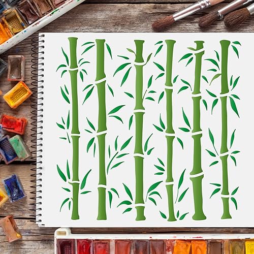 Miniatura 6 de FINGERINSPIRE Plantillas de plantillas de pintura de dibujo de bambú (11.8 x 11.8 pulgadas) plantillas de bambú de plástico para decoración de