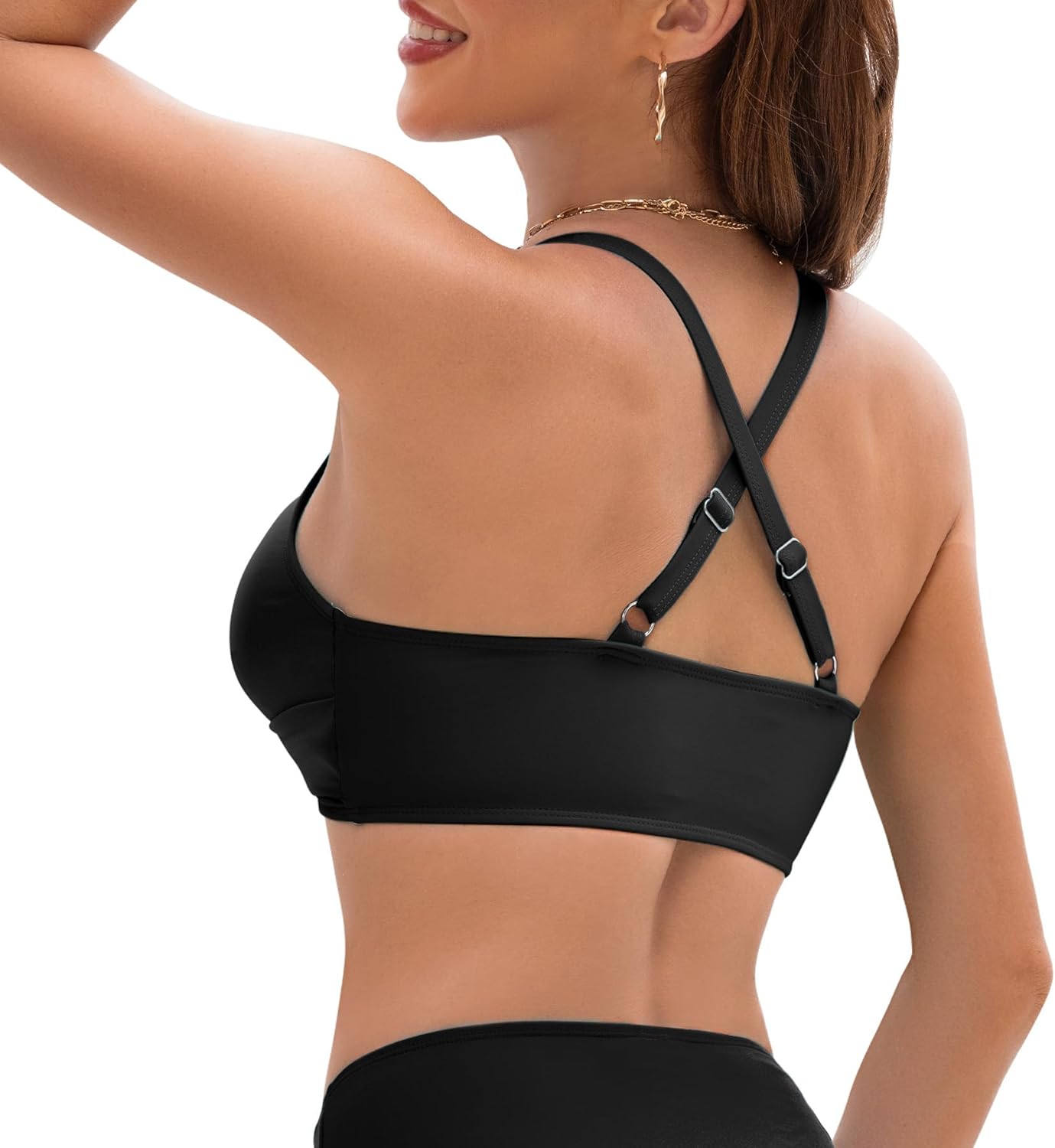 Komorebi Women Twist Front Bikini Top Push Up Bathing Suit Tops Color Block Swimsuit Tops Only - Image 4