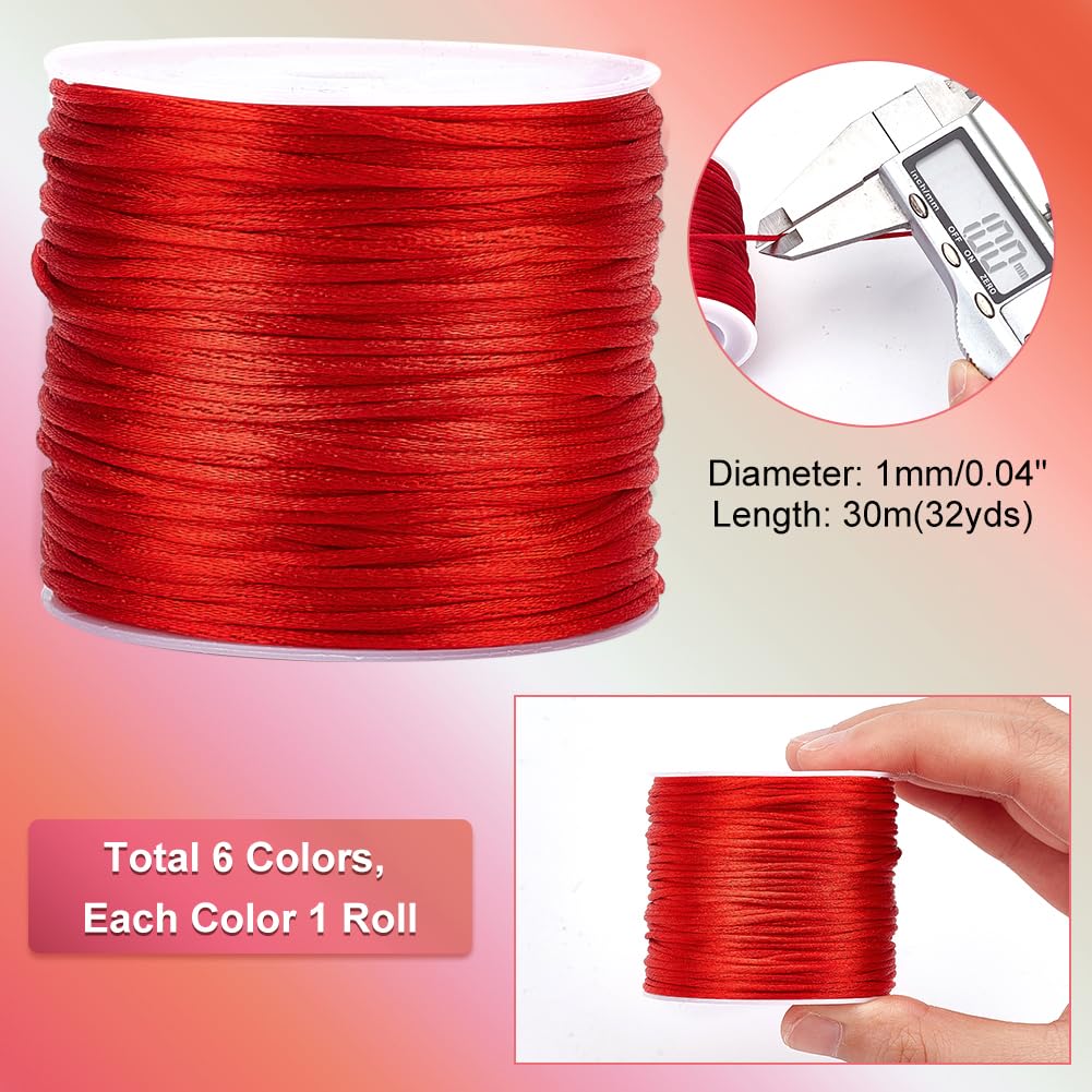 PH PandaHall 180m Corda Di Raso Coda Di Ratto Rosa 1mm - Cordino In Nylon Per Bracciali E Macramè
