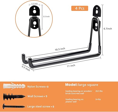 Miniatura 9 de Ganchos de almacenamiento de garaje  Gancho colgante de pared de 2.8 pulgadas, organizador de herramientas, gancho doble resistente