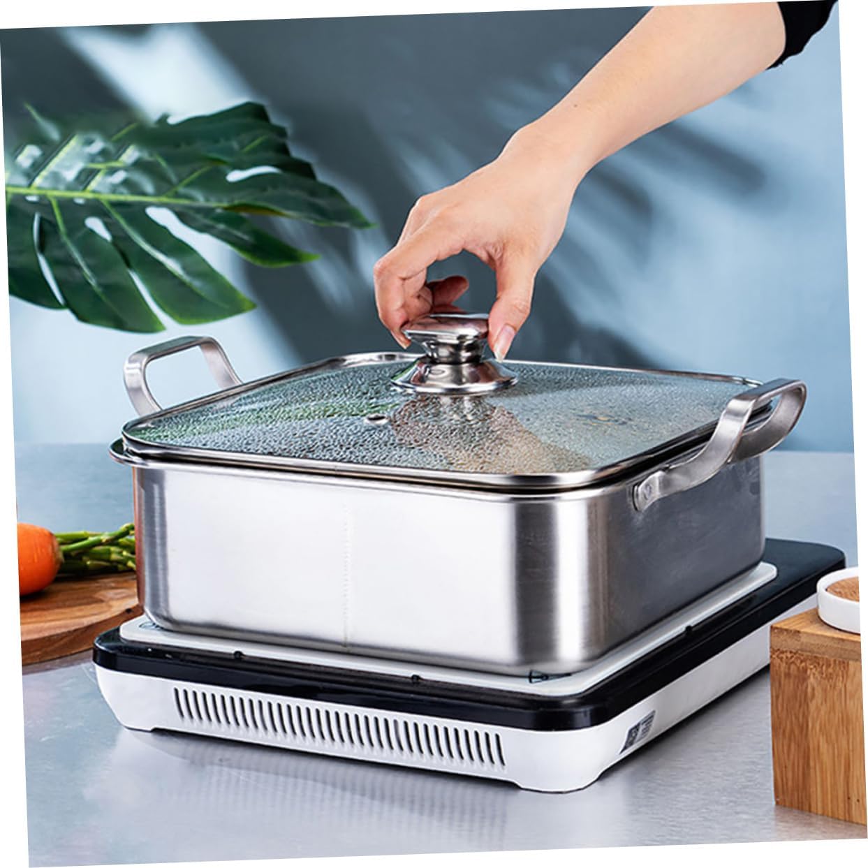 Gatuida Hot Pot Lid Double-flavor Soup Pot Divided Pan Induction Lightweight Practical