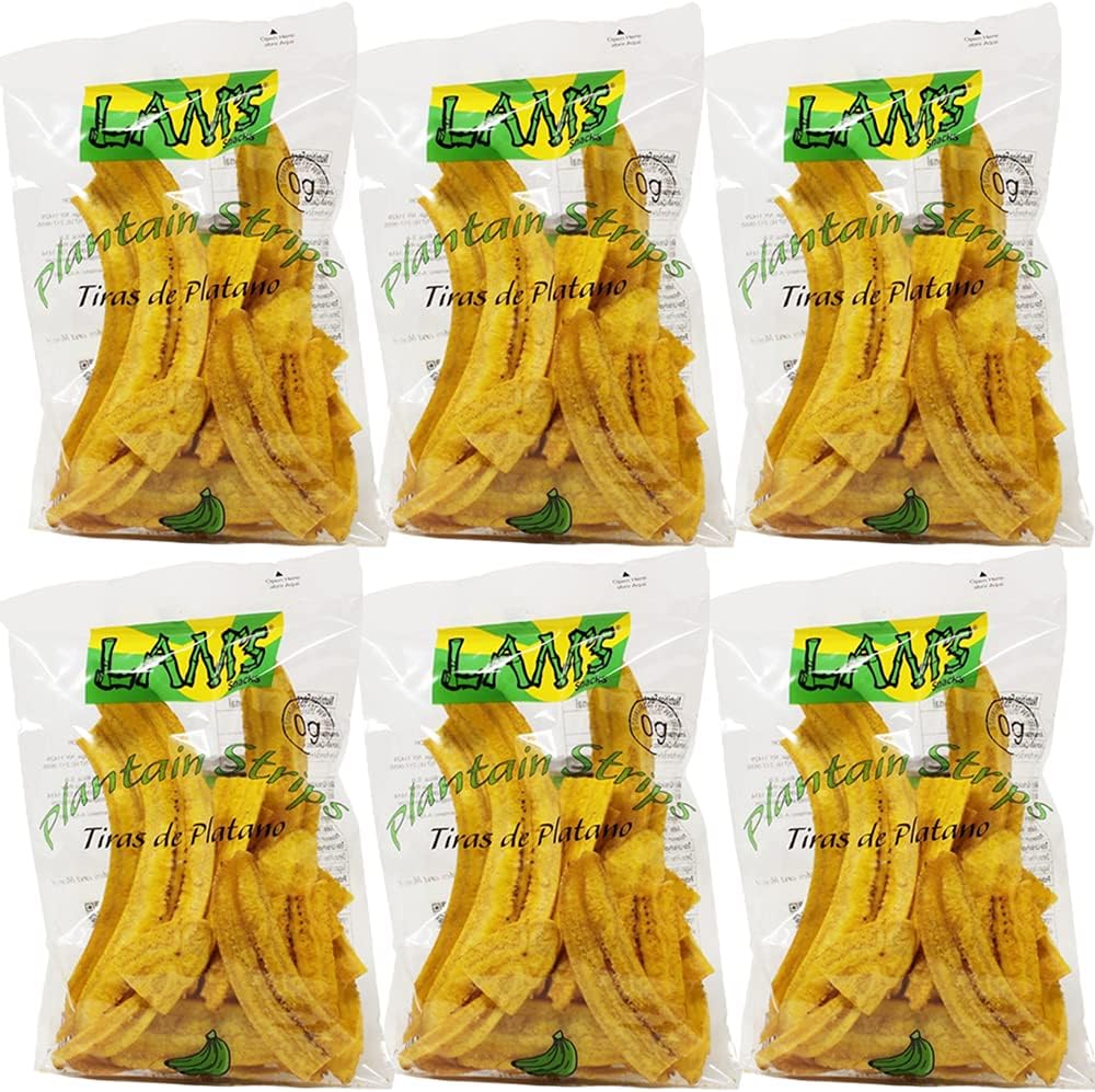 (pack of 06) Lam's Plantain Strips || Tiras de Platano || 2.5oz || 71g || Vegetable Snacks || Healthy & Fresh Snacks || Gluten-free || Banana Chips || Natural Slices ||