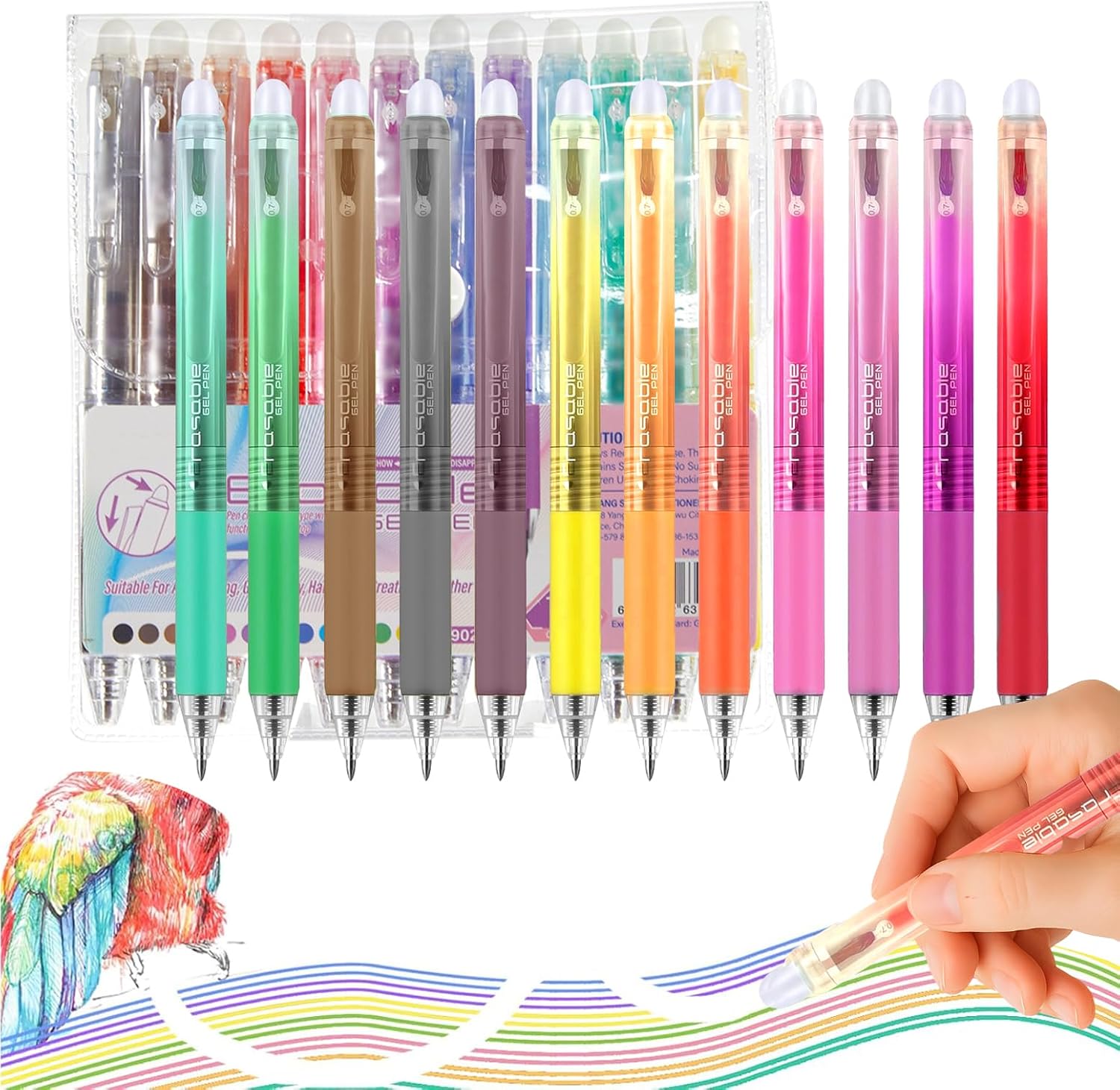 36 Colors Erasable Gel Pens, 2025 Upgraded Retractable Colored Pen with Fine 0.7mm Tip, Multi Color Nurse pens, Erasable Pens Multicolor for Office, School Supplies (36 colors)