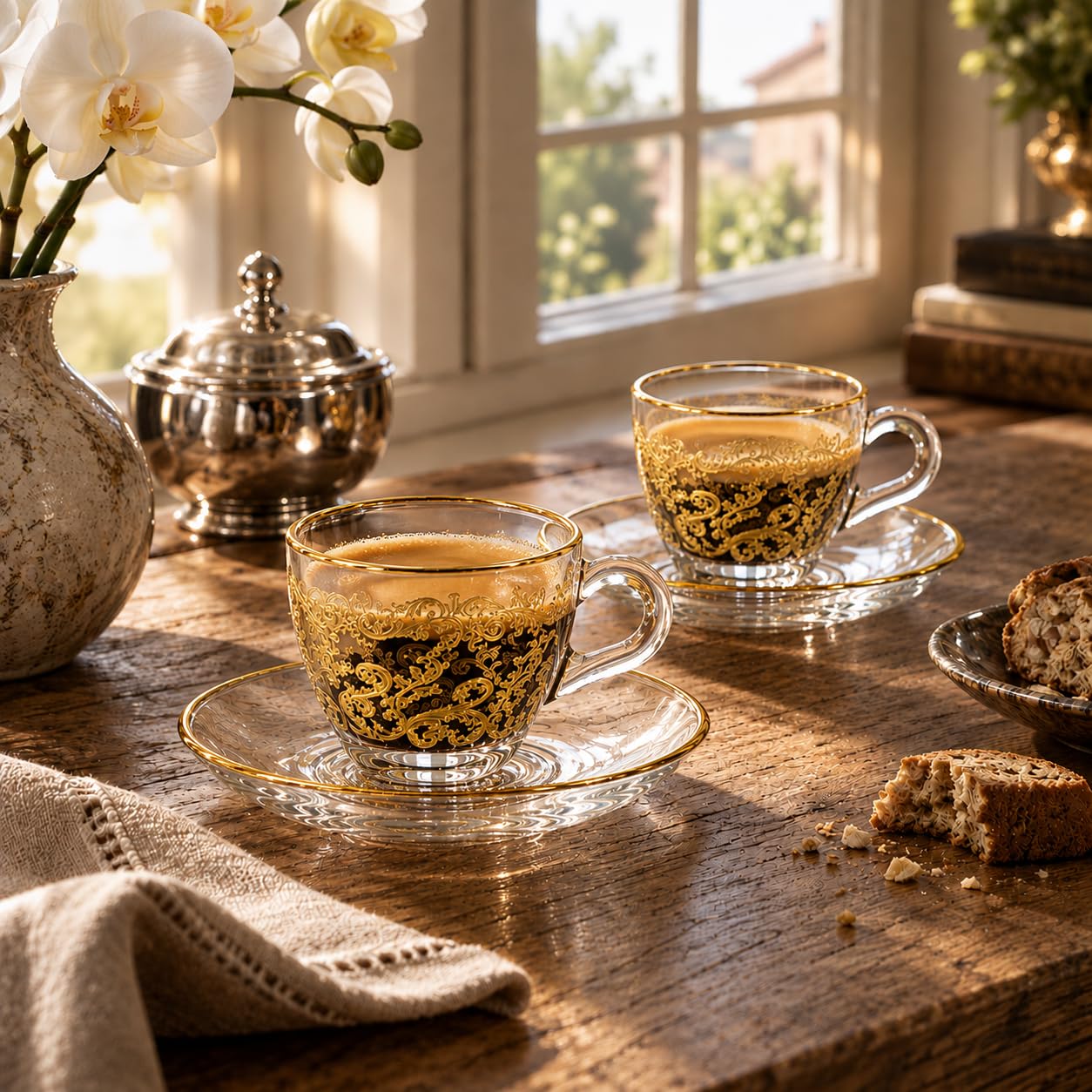 Espressotassen mit Untertasse 90 ml, 2er Set