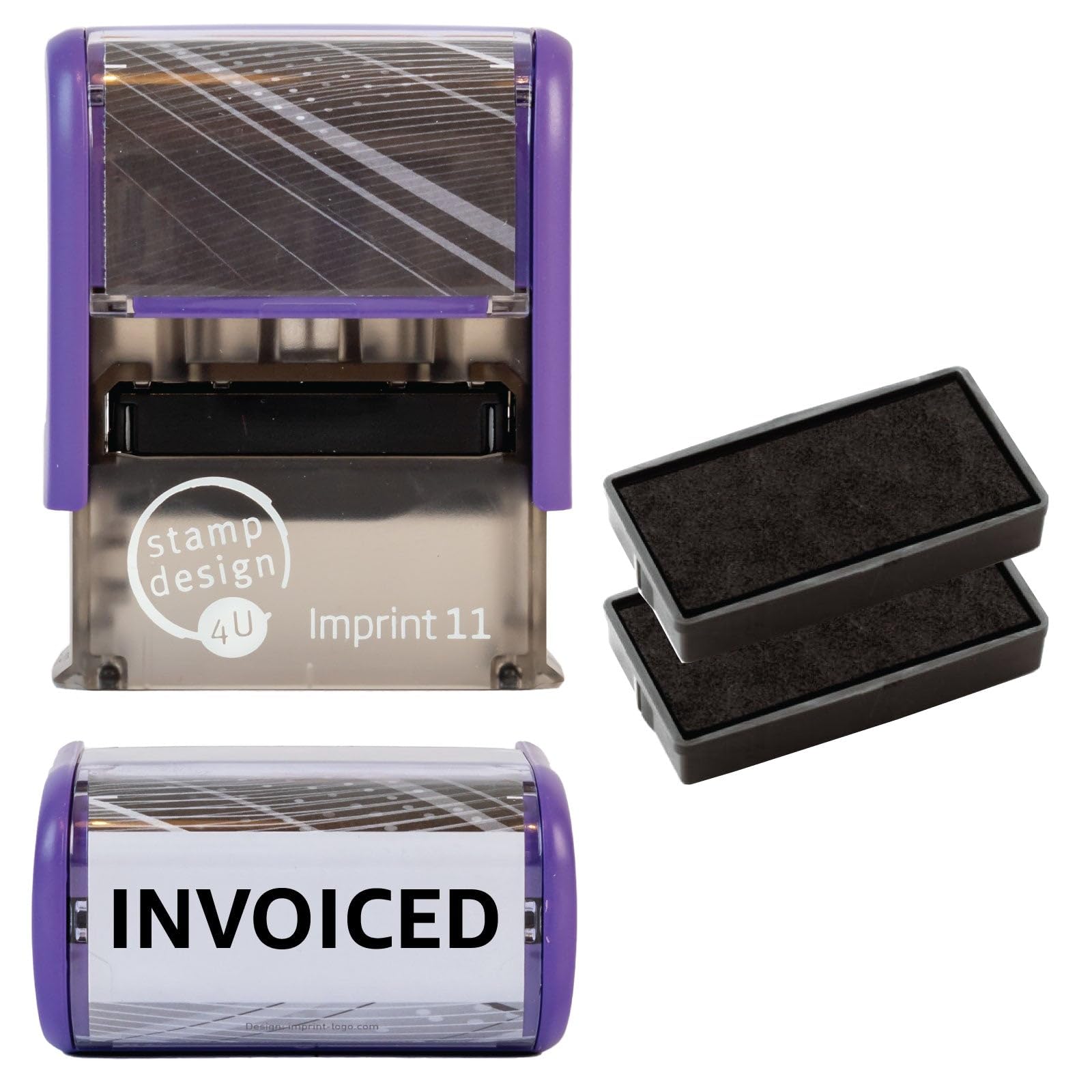 Invoiced Self Inking Rubber Stamp for Stamping Your Invoiced Documents - Black Invoiced Stamp with 2 Extra Inkpad