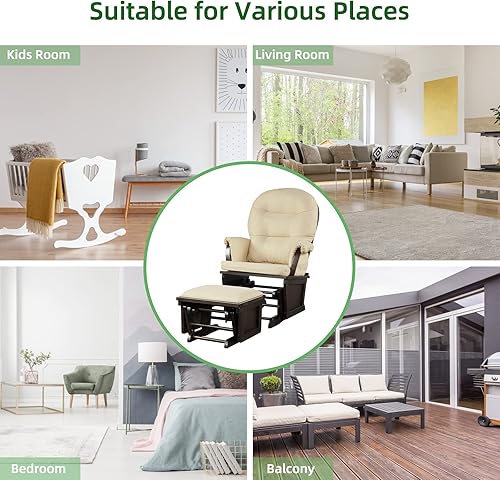 Miniatura 18 de Costzon Juego de cojín mecedor y otomano para bebé, muebles de madera para bebé, para siestas, lactancia, lectura, silla tapizada de guardería Gris