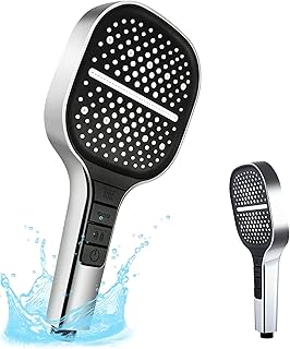 KASTWAVE Shower Head, High Pressure Shower Heads with 8 Spray Modes, Universal Water Saving Large Handheld Powerful Square Shower Head, Single Hand Adjustable (Without Hose Set 1.5m)