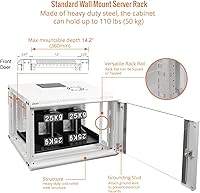 Vista 4 de Tecmojo 6U Gabinete de Red de Montaje en Pared para Equipo IT de 19", con Puerta de Vidrio con Cerradura y Paneles Laterales, Ventilador de Blanco