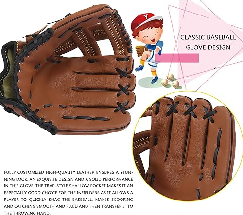 Miniatura 4 de Guantes deportivos de sóftbol para zurdos, para zurdos, guantes de sóftbol, guantes de béisbol para niñosjóvenesadultos, tiro a mano derecha