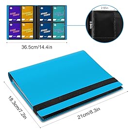 4 Pocket Card Binder for 160 Sleeves, Card Folder Ablum for Trading Cards Collection for Sports Cards, Baseball Cards, Game Cards, Mini TCG Binder Fit for MTG, Gift for Card Collector (Blue)
