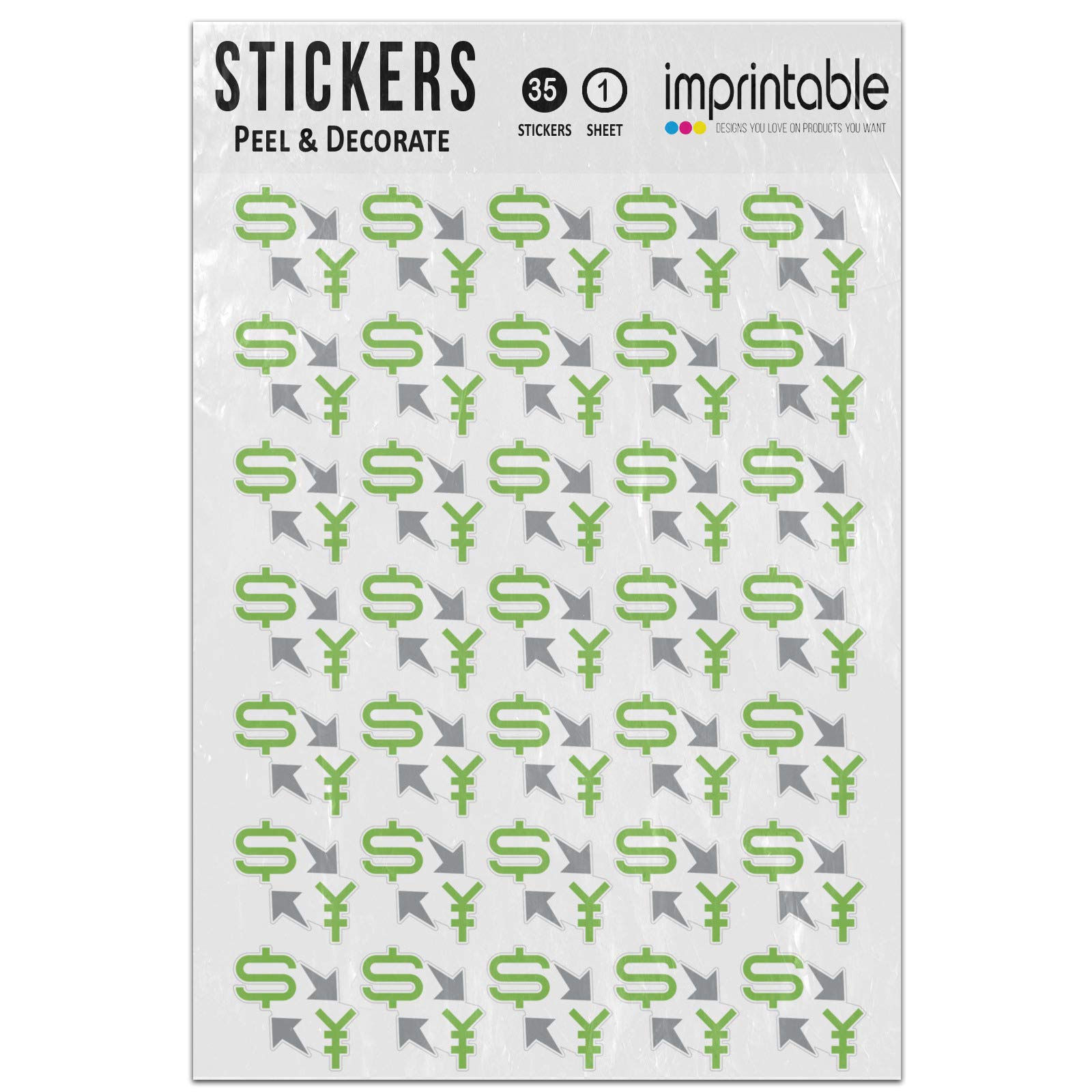 Buy Imprintable Emoji Currency Exchange Sticker Sheet 35 Stickers