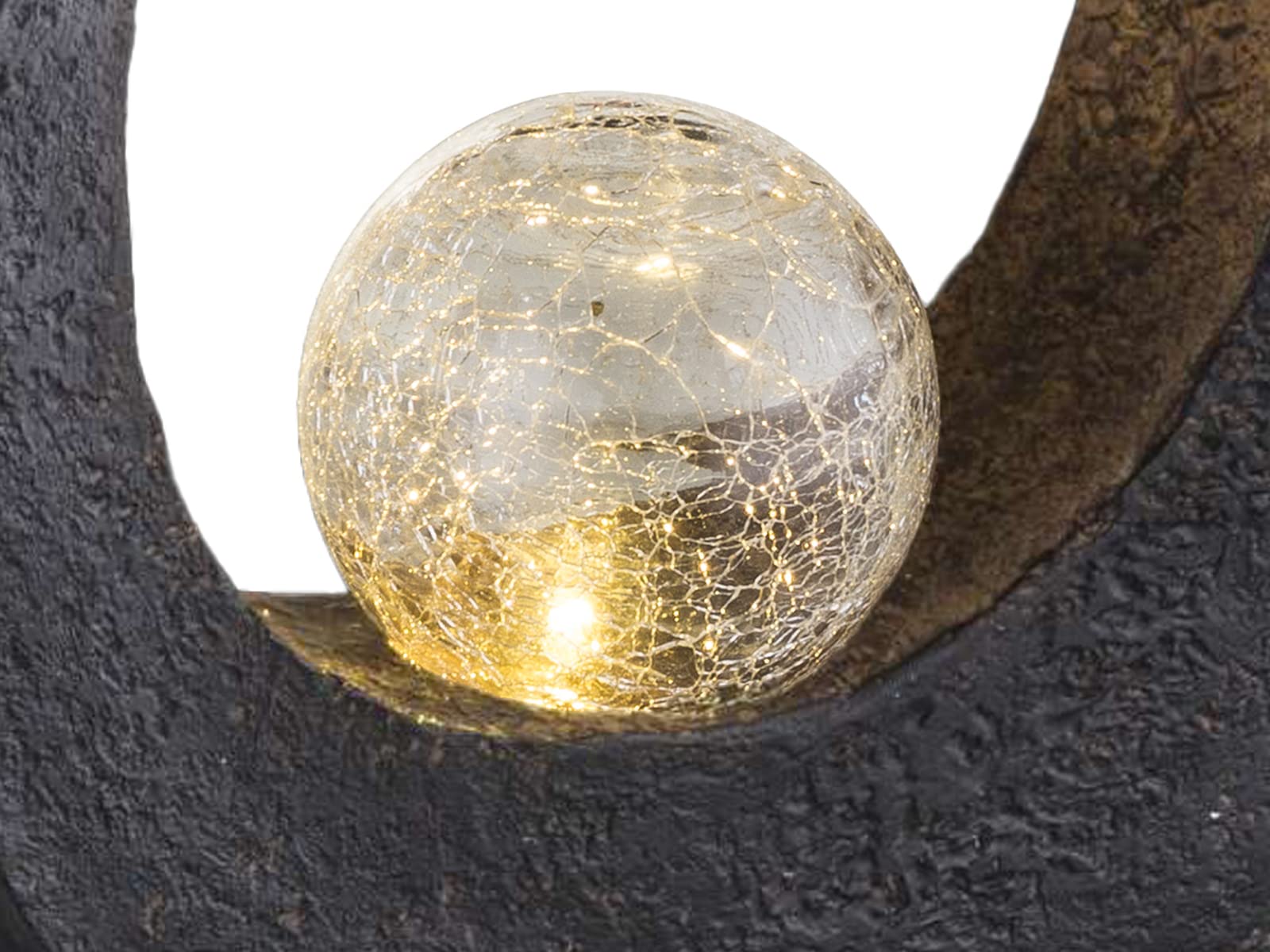 Set di 2 luci solari a LED, effetto pietra, con sfera in vetro, altezza 30,5 cm