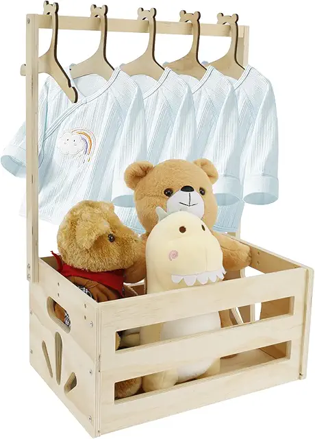 Wooden Baby Shower Gift Basket with Handle - Style 1