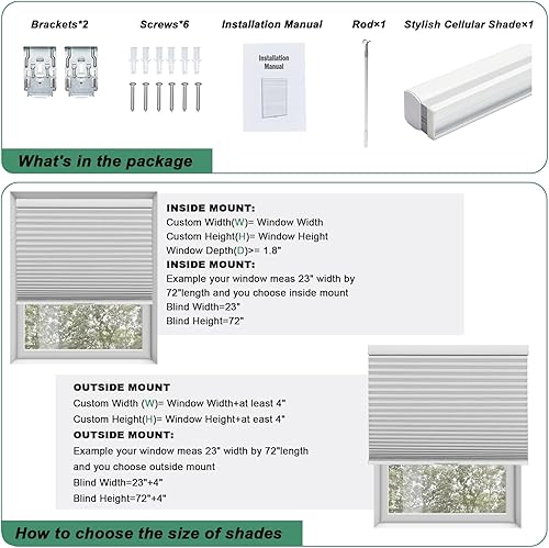 Miniatura 7 de Toanture - Persianas celulares sin cordones, opacas fáciles de instalar, persianas opacas de panal para ventanas, persianas con aislamiento térmico