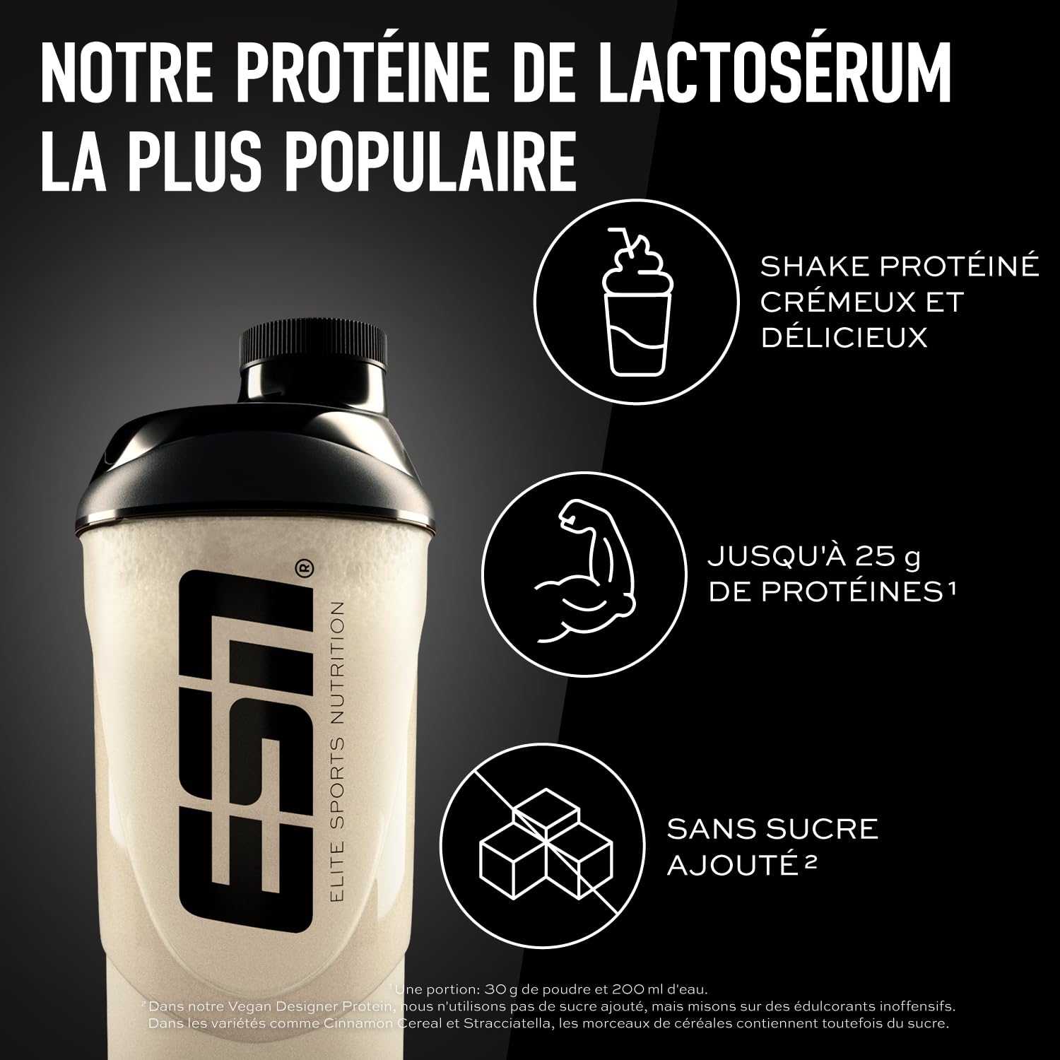 ESN Designer Whey Poudre de protéine, Vanille, 1 kg, jusqu'à 23 g de protéines par portion, idéale pour la construction et le maintien musculaire - fabriquée en Allemagne