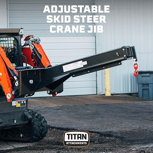 Miniatura 2 de Titan Attachments Minicargadora ajustable con gancho de 3 toneladas, pluma telescópica manual de 120 pulgadas, puntos de gancho ajustables, conexión