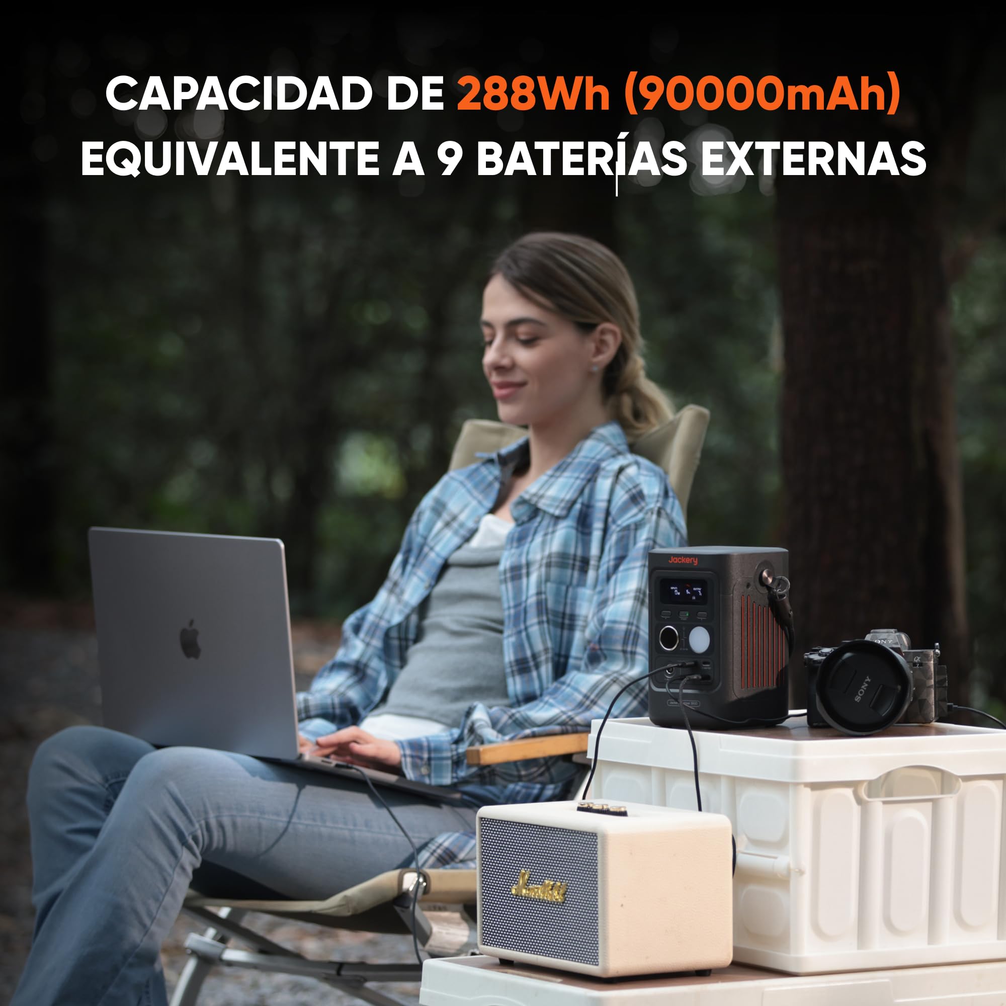 Jackery Explorer 300D Estación de Energía Portátil, 288Wh Batería LFP, Cable 2 en 1 para Transportar y Cargar, 5 Puertos USB-C/USB-A/CC 300W, Generador Solar para Actividad al Aire Libre, Teletrabajo