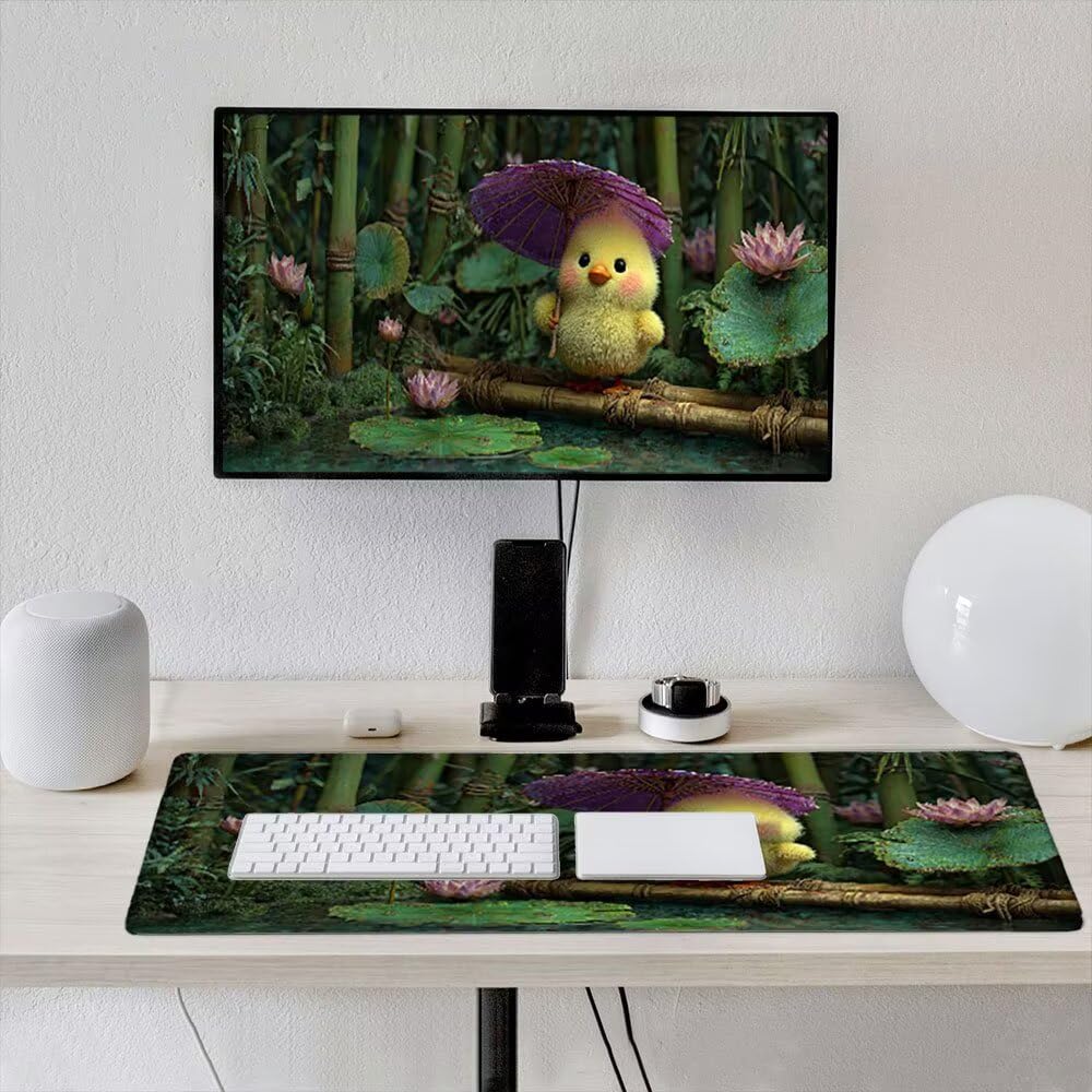 Duża podkładka pod mysz do gier XXL 1800 x 900 x 3 mm z zszytymi krawędziami, trwała antypoślizgowa podstawa z naturalnej gumy, zmywalna podkładka na klawiaturę, gry, dom biuro, kwiat lotosu kurczaka
