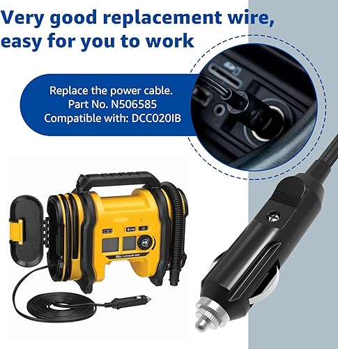 Miniatura 4 de N506585 para el cable del inflador DeWalt, reemplazo para la fuente de alimentación del inflador DCC020IB