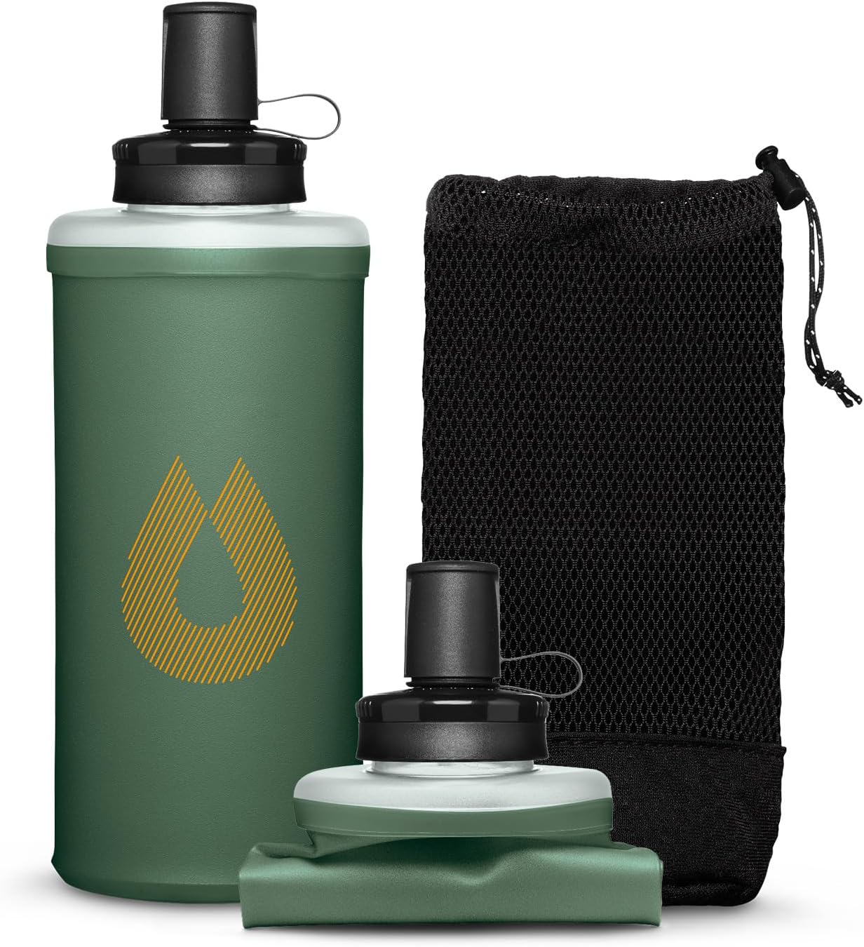 HydraPak PackFlask (500ml or 750ml) - Harness Mounted Water Bottle for Backpacks - Hands-Free, Easy-Access, Ultra-Light, Collapsible Pack Softflask for Hiking & Backpacking