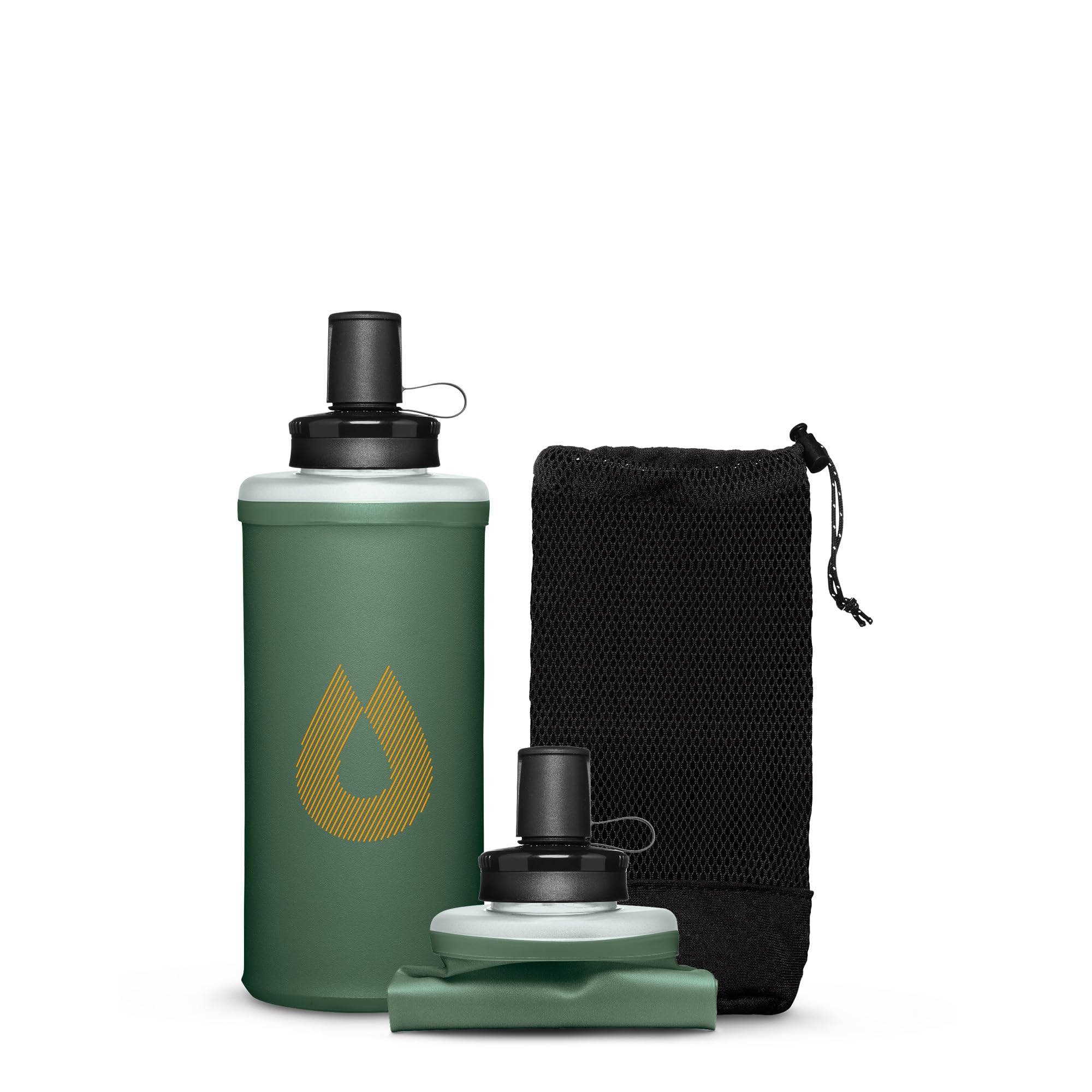 HydraPak PackFlask Harness-Mounted Water Bottle for Backpacks, Hands-Free, Easy Access, Ultralight Foldable Flask for Hiking and Backpacking, Sage Green