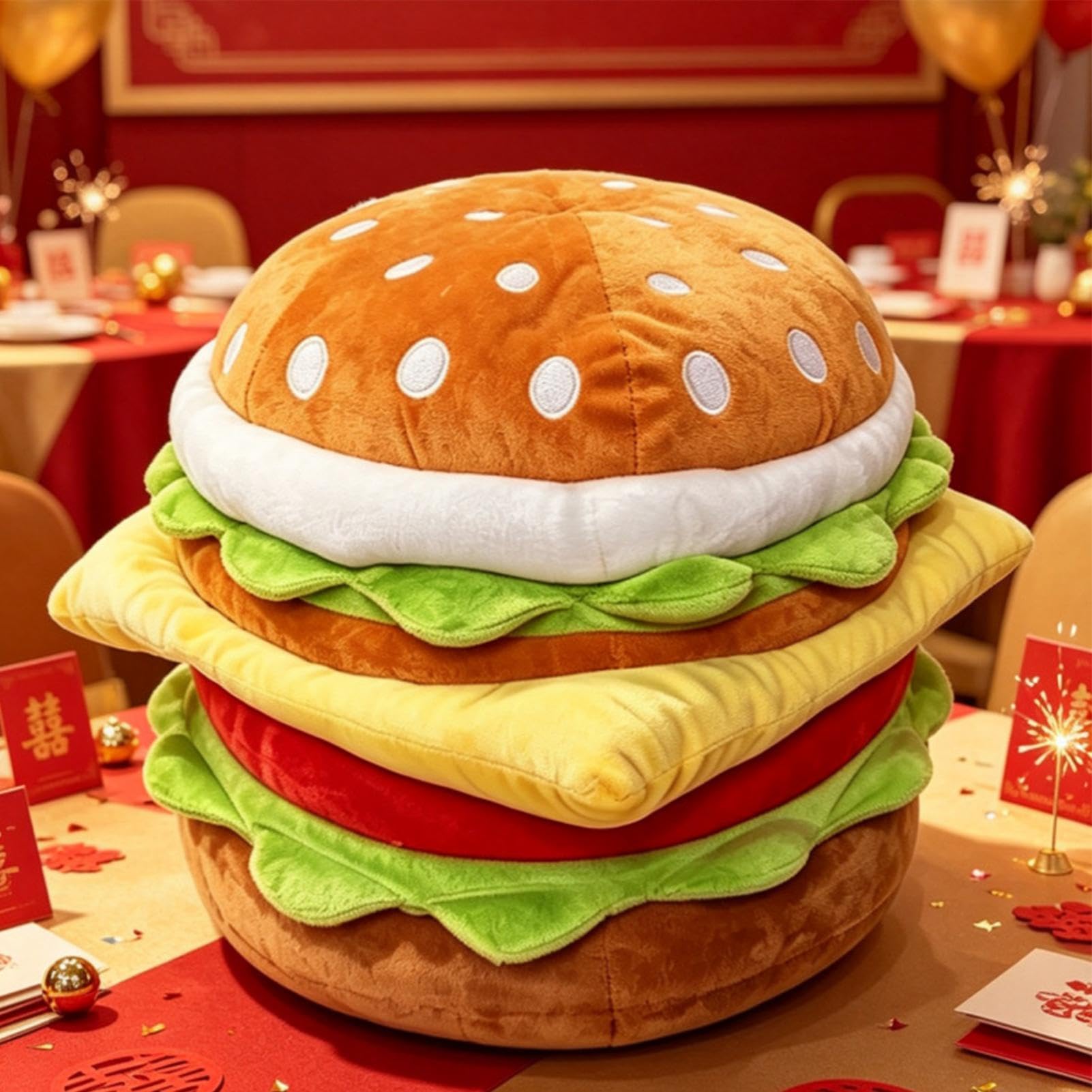 Taburete de almacenaje Hamburguesa con Tapa Asiento Decorativo Multifunción