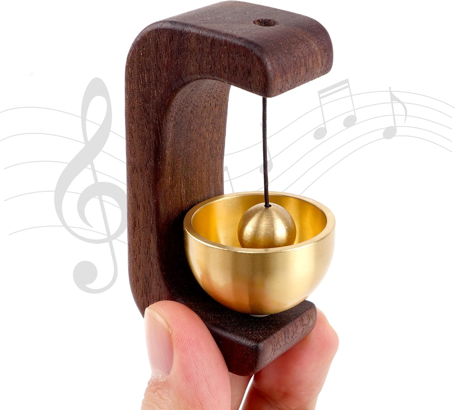 Magnetic Wooden Ring doorbell, C Shaped Door Chime, Wooden Wind Chime Doorbell Decoration, Ding Ding Sound, Installation for Gates, Kitchens, Stores and Offices(Walnut)