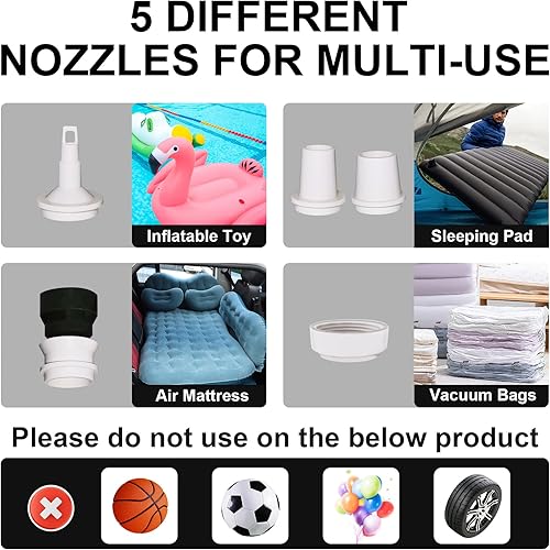 Miniatura 3 de Portable Air Pump for Inflatables Mini Air Pump with 1600mAh Battery & Camping Light - Rechargeable Electric Pump for Vacuum Storage Bags, Air