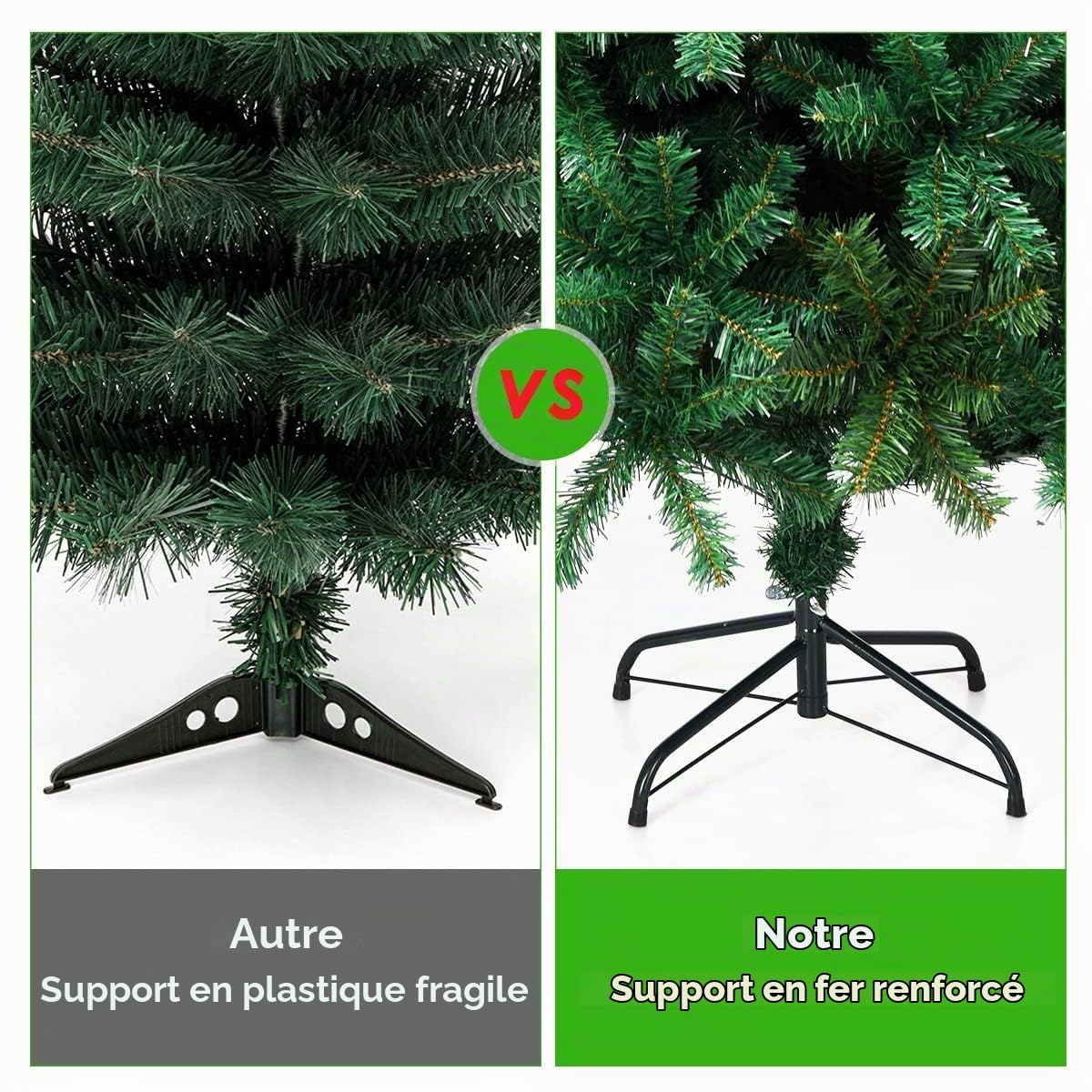 LIFEZEAL Sapin de Noël Artificiel en PVC, Arbre de Noël Artificiel Festif avec Branches Denses, Décoration de Noël avec Support en Acier, Christmas Tree (180 cm)