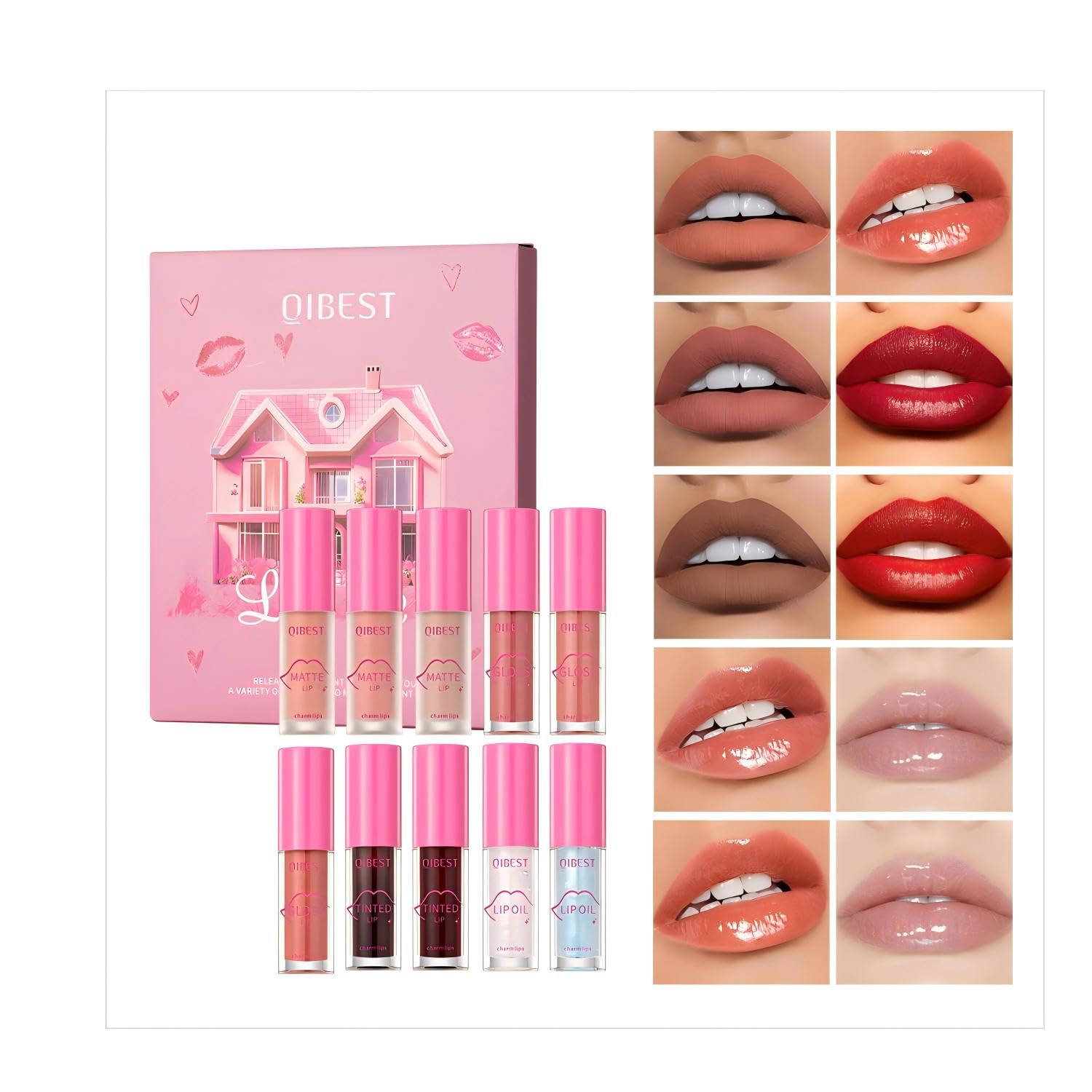 10-Piece Liquid Lipstick Set – 3 Matte Lip Gloss + 3 Shiny Lip Gloss + 2 Lip Tint + 2 Glitter Lip Oil, Long Lasting & Non-Sticky, Smooth Application, High Pigmentation, Hydrating Lip Gloss Kit 10-Piece Liquid Lipstick Set – 3 Matte Lip Gloss + 3 Shiny Lip Gloss + 2 Lip Tint + 2 Glitter Lip Oil, Long Lasting & Non-Sticky, Smooth Application, High Pigmentation, Hydrating Lip Gloss Kit