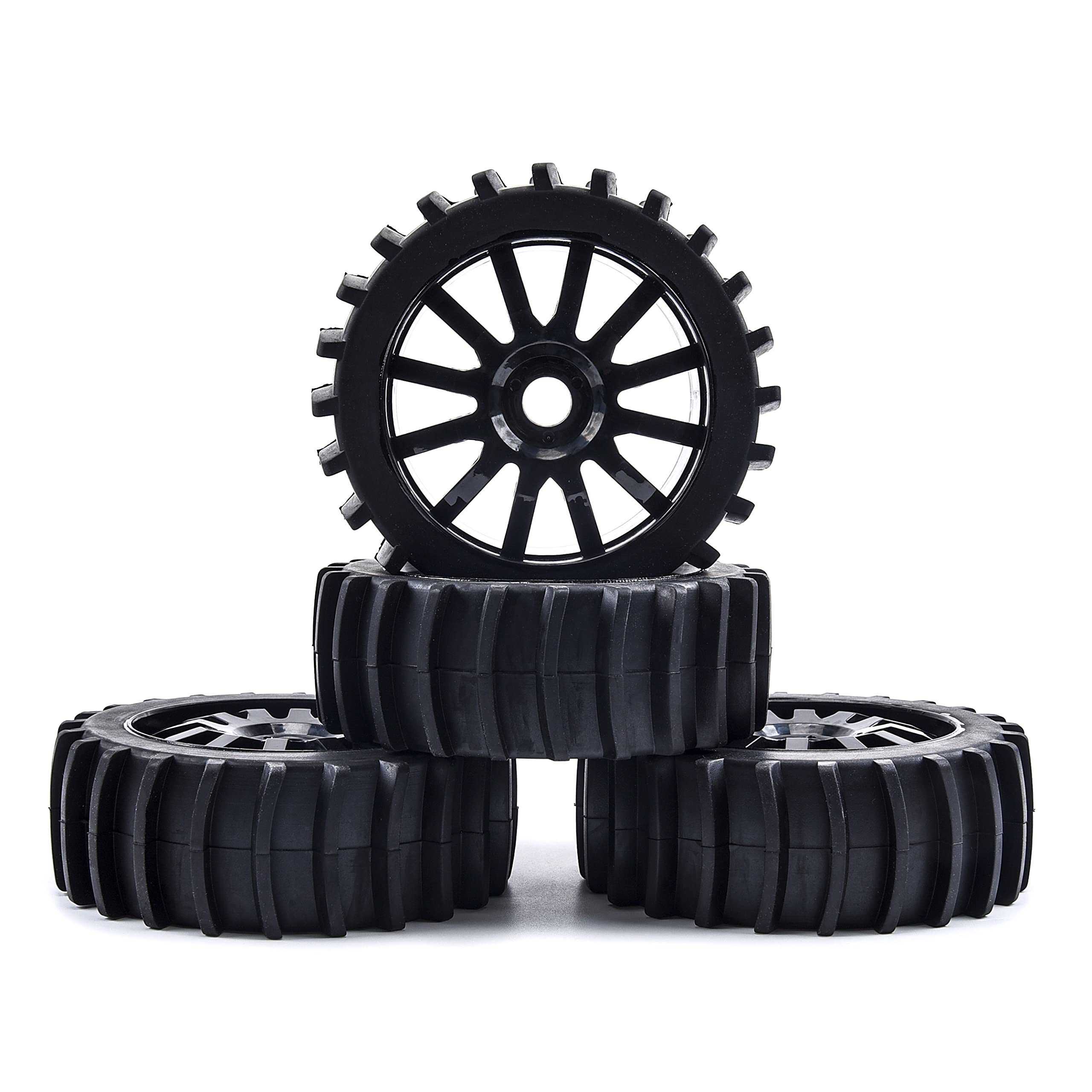 ZeckTeck RC Car Wheel and Tire Set with 17mm Hex Hubs Wheels for 1/8 Snow Sand Master Off Road Car