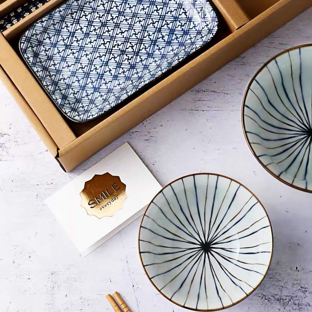 Japoński zestaw naczyń porcelanowych do sushi, 6-częściowy zestaw, styl 4