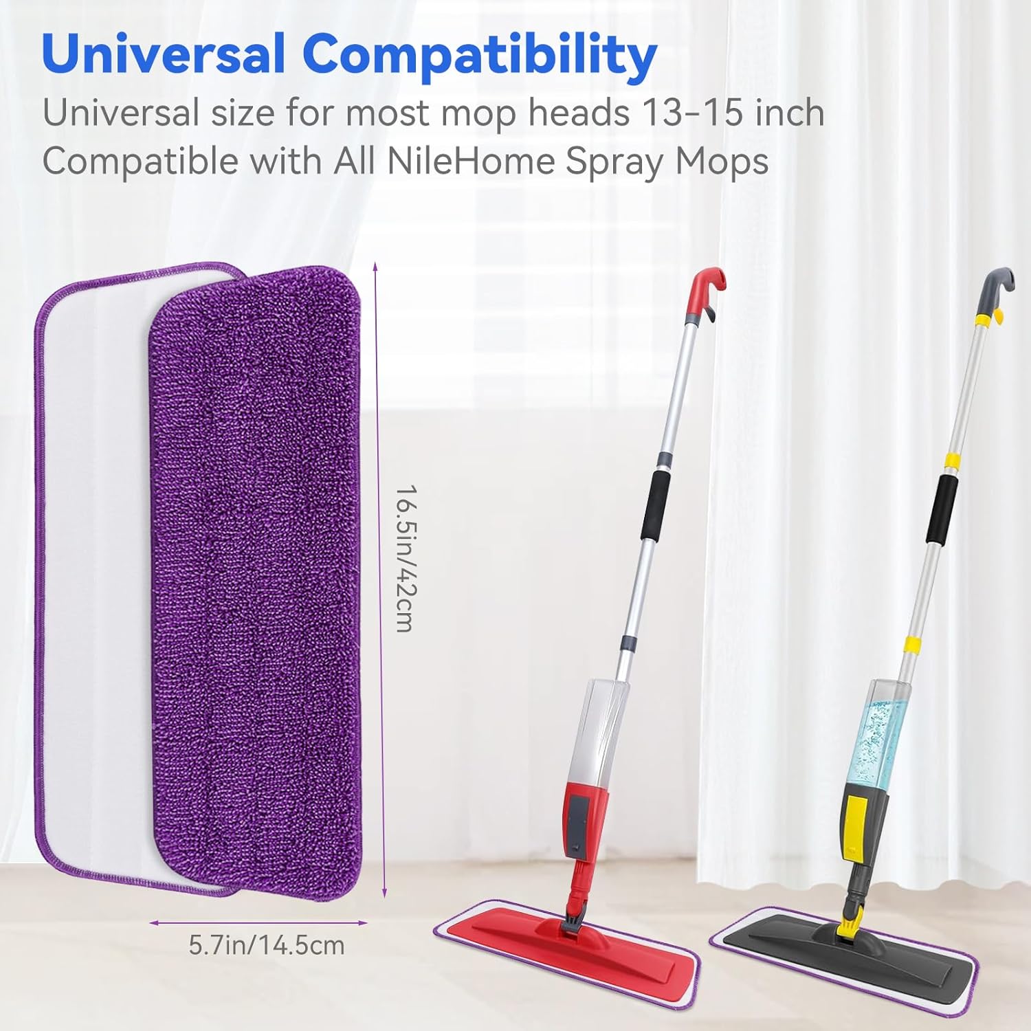 16.5 Inch Flat Mop Refills: 10 Pack Upgraded Microfiber Replacement Mop Pads for Floor Cleaning - Reusable Flat Replacement Mop Refills for Wet Or Dry Floor Cleaning for Spray Mop 15 to 17 Inch