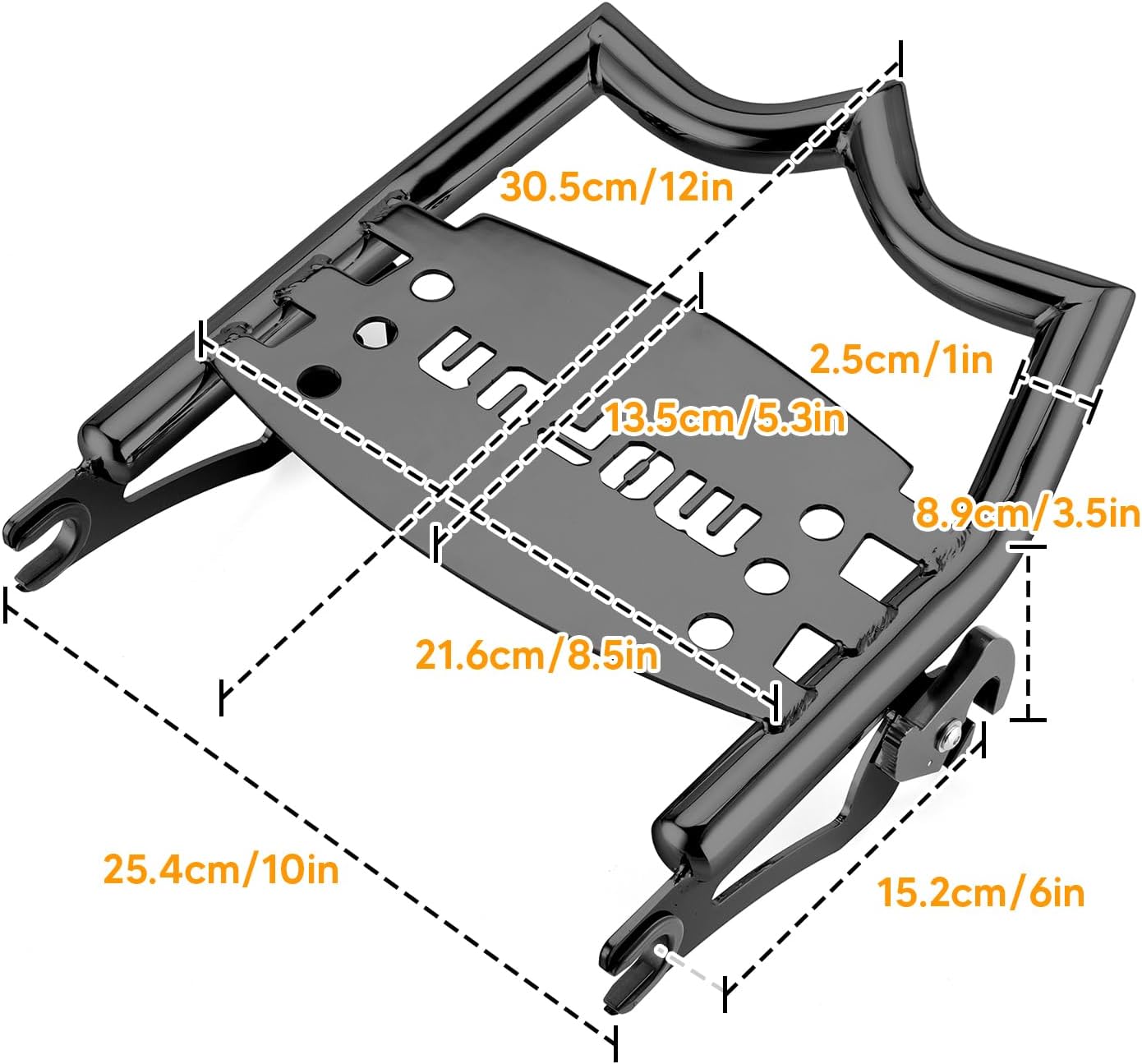 Mofun Detachable Luggage Rack Rear Grab Handles Bracket Kit Crown Luggage Rack Compatible with Harley Touring Street Glide Electra Road Glide Road King 2009-2025, Black